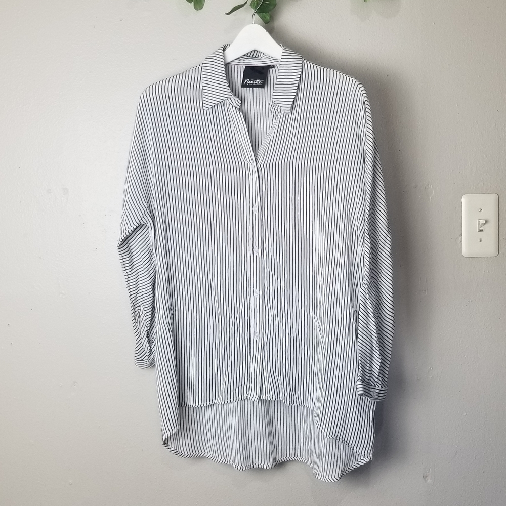 Nannette Lepore striped button front shirt…